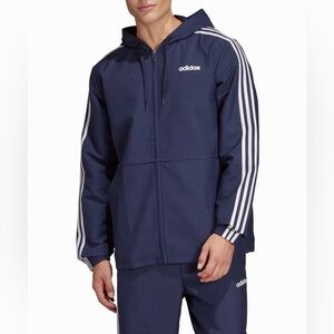 ADIDAS Essentials 3-Stripes Woven Windbreaker Navy Blue - Mens Size M - Like New